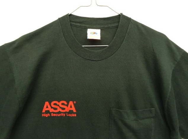 画像: 90'S ASSA シングルステッチ 両面プリント ポケット付き 半袖 Tシャツ ブラック USA製 (VINTAGE)