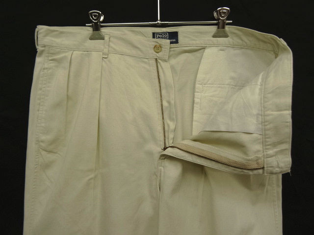 画像: 90'S RALPH LAUREN "ボックスロゴ" ツープリーツ チノパンツ オフホワイト USA製 (VINTAGE)
