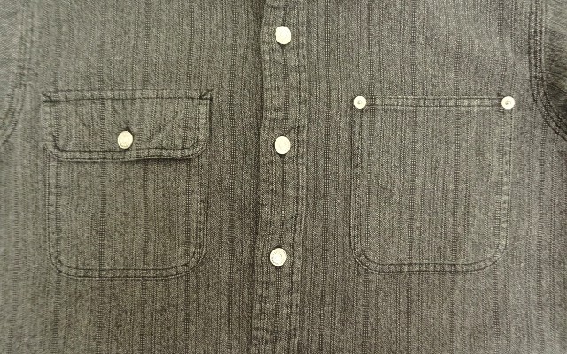 画像: 80'S RALPH LAUREN "白タグ" メタルボタン ブラックシャンブレー ワークシャツ ストライプ (VINTAGE)