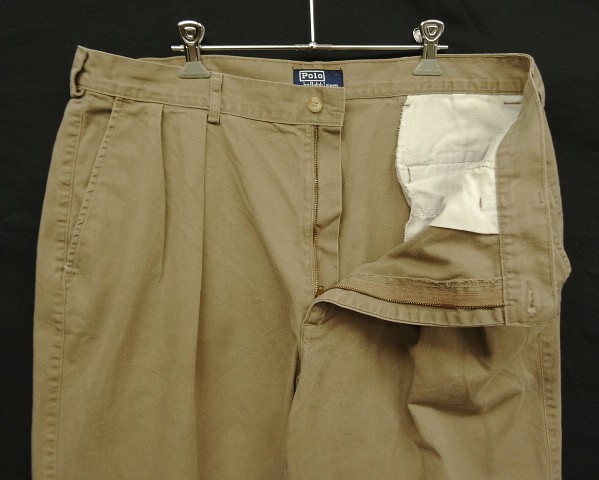 画像: 90'S RALPH LAUREN ツープリーツ チノパンツ ライトブラウン USA製 (VINTAGE)