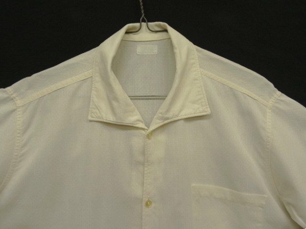 画像: 60'S UNKNOWN コットンジャガード 半袖 イタリアンカラーシャツ ホワイト (VINTAGE)
