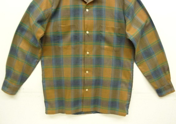 画像: 60'S TOWNCRAFT 長袖 オープンカラーシャツ チェック柄 (VINTAGE)