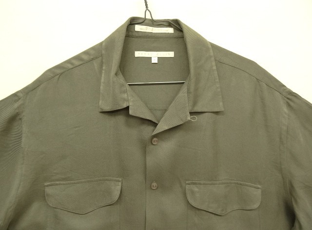 画像: 90'S PERRY ELLIS シルク 半袖 オープンカラーシャツ カーキ (VINTAGE)