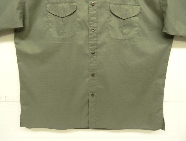 画像: 90'S PERRY ELLIS コットン 半袖 ボックスシャツ カーキ (VINTAGE)