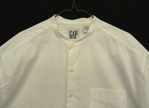 画像: 90'S GAP 旧タグ ポプリン バンドカラーシャツ ホワイト (VINTAGE)