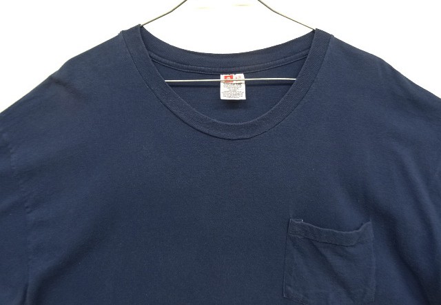 画像: 90'S HANES シングルステッチ ポケット付き 半袖 Tシャツ ネイビー (VINTAGE)