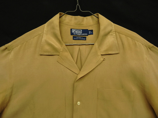 画像: 90'S RALPH LAUREN "CALDWELL" シルク/コットン ロゴ無し 半袖 オープンカラーシャツ タン (VINTAGE)