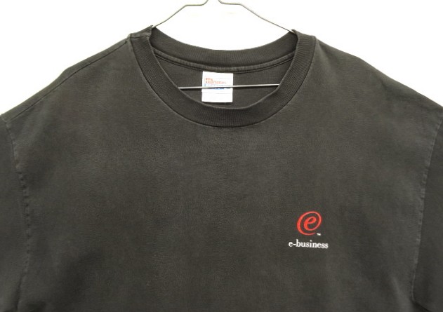 画像: 90'S IBM 袖プリント入り 半袖 Tシャツ フェードブラック (VINTAGE)