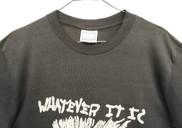 画像: 80'S WHATEVER IT IS シングルステッチ 半袖 Tシャツ フェードブラック USA製 (VINTAGE)