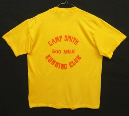 画像4: 80'S CAMP SMITH RUNNING CLUB シングルステッチ 両面染み込みプリント 半袖 Tシャツ イエロー USA製 (VINTAGE)