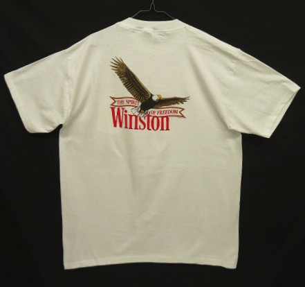 画像1: 90'S WINSTON シングルステッチ 両面プリント ポケット付き 半袖 Tシャツ ホワイト USA製 (DEADSTOCK)