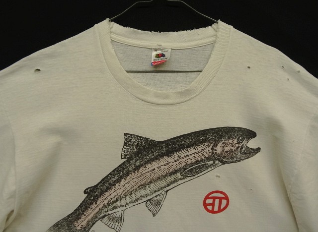 画像: 90'S SALMON シングルステッチ 半袖 Tシャツ ホワイト USA製 (VINTAGE)