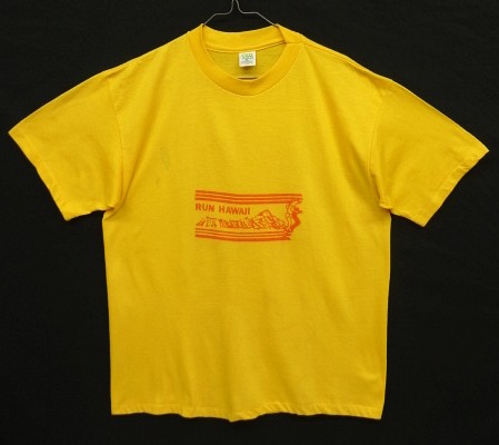画像1: 80'S CAMP SMITH RUNNING CLUB シングルステッチ 両面染み込みプリント 半袖 Tシャツ イエロー USA製 (VINTAGE)