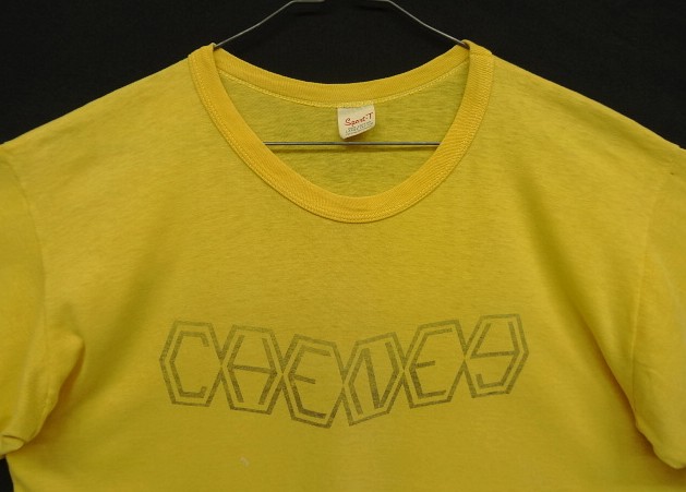 画像: 70'S CHENEY シングルステッチ 両面染み込みプリント 半袖 Tシャツ イエロー USA製 (VINTAGE)