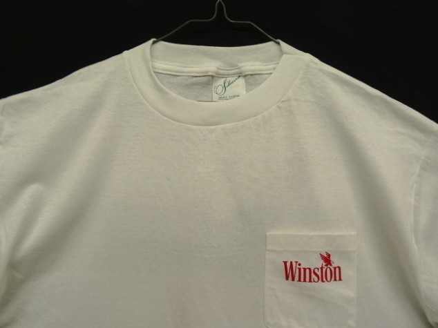 画像: 90'S WINSTON シングルステッチ 両面プリント ポケット付き 半袖 Tシャツ ホワイト USA製 (DEADSTOCK)