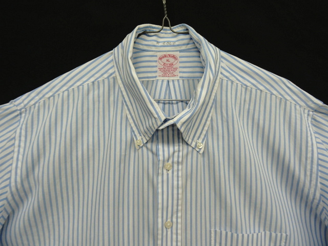 画像: 90'S BROOKS BROTHERS ポプリン 半袖 BDシャツ ホワイト/ブルー ストライプ USA製 (VINTAGE)