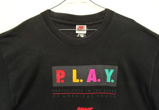 画像: 90'S NIKE "P.L.A.Y." 銀タグ シングルステッチ 両面プリント Tシャツ ブラック USA製 (VINTAGE)