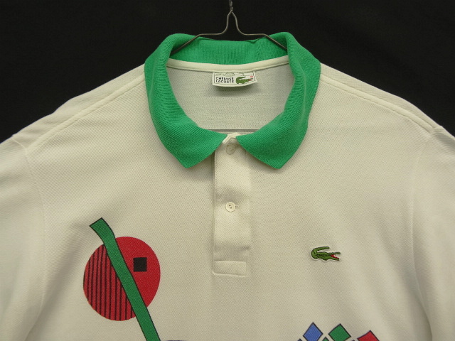 画像: 80'S CHEMISE LACOSTE ポロシャツ ホワイト/プリント入り フランス製 (VINTAGE)