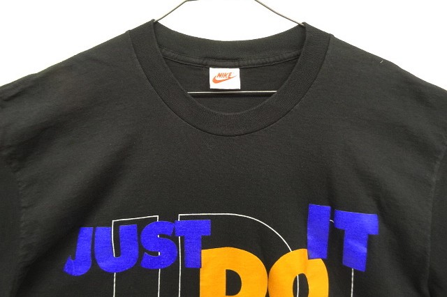 画像: 90'S NIKE "JUST DO IT" 銀タグ シングルステッチ Tシャツ ブラック USA製 (VINTAGE)