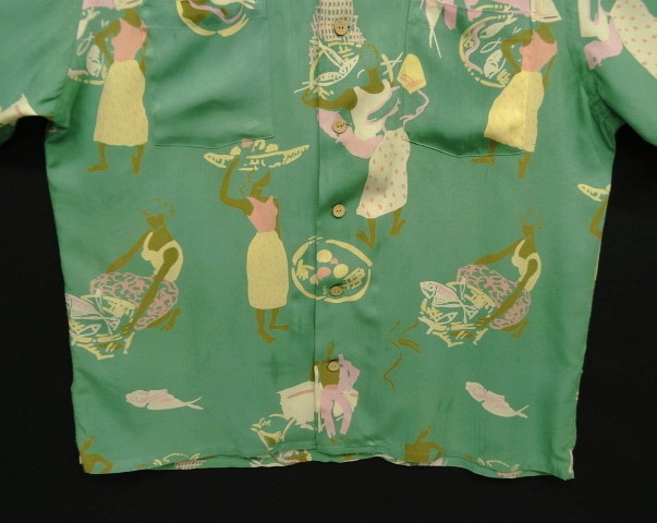 画像: 90'S RALPH LAUREN ビスコース 半袖 オープンカラーシャツ グリーン/柄 (VINTAGE)
