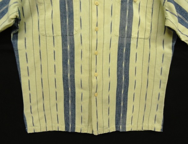 画像: 90'S RALPH LAUREN "TRAIL" コットン 半袖 オープンカラーシャツ ナチュラル/インディゴ ストライプ (VINTAGE)
