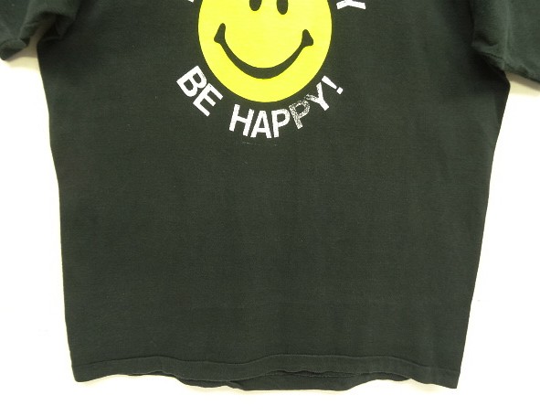 画像: 90'S DON'T WORRY BE HAPPY! シングルステッチ 半袖 Tシャツ ブラック USA製 (VINTAGE)