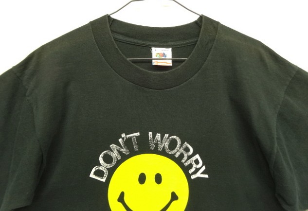 画像: 90'S DON'T WORRY BE HAPPY! シングルステッチ 半袖 Tシャツ ブラック USA製 (VINTAGE)