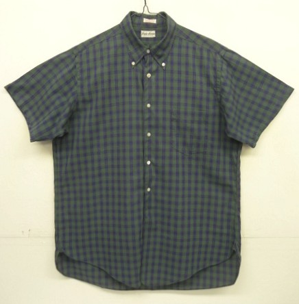 画像1: 60'S HUGHES & HATCHER 6ボタン ポプリン マチ付き 半袖 三点留め BDシャツ チェック柄 (VINTAGE)