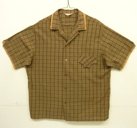 画像1: 60'S CATALINA 三角タグ コットン 半袖 オープンカラーシャツ チェック柄 (VINTAGE)
