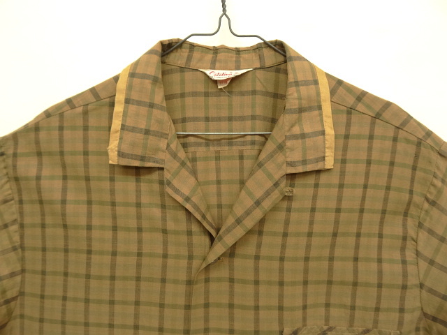 画像: 60'S CATALINA 三角タグ コットン 半袖 オープンカラーシャツ チェック柄 (VINTAGE)