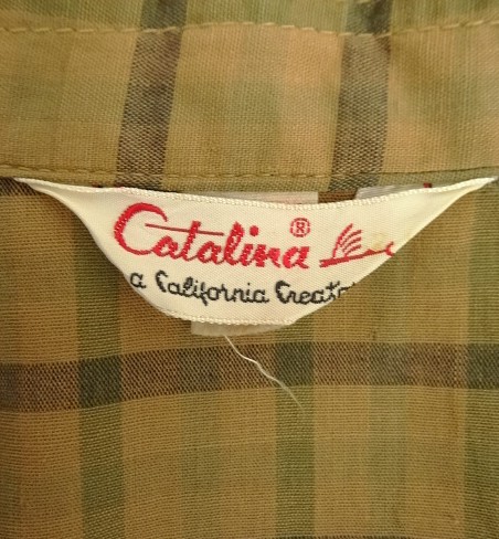 画像2: 60'S CATALINA 三角タグ コットン 半袖 オープンカラーシャツ チェック柄 (VINTAGE)