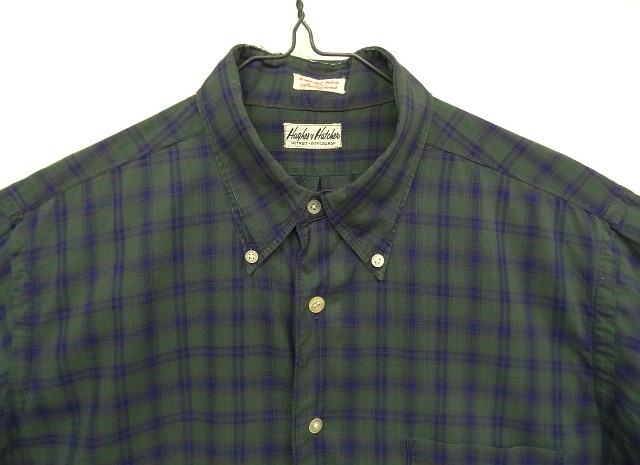 画像: 60'S HUGHES & HATCHER 6ボタン ポプリン マチ付き 半袖 三点留め BDシャツ チェック柄 (VINTAGE)
