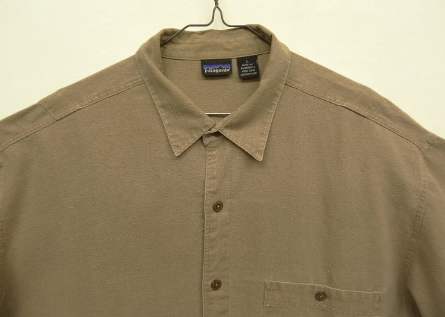 画像: 90'S PATAGONIA ヘンプ100% 半袖 ボックスシャツ ライトブラウン (VINTAGE)