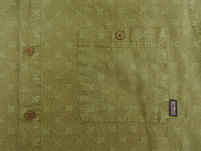 画像: 00'S PATAGONIA ヘンプ/コットン 半袖 ボックスシャツ オリーブ/総柄 (VINTAGE)