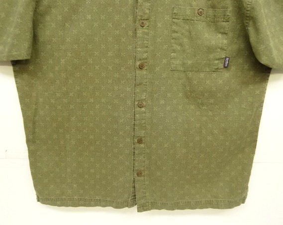 画像: 00'S PATAGONIA ヘンプ/コットン 半袖 ボックスシャツ オリーブ/総柄 (VINTAGE)