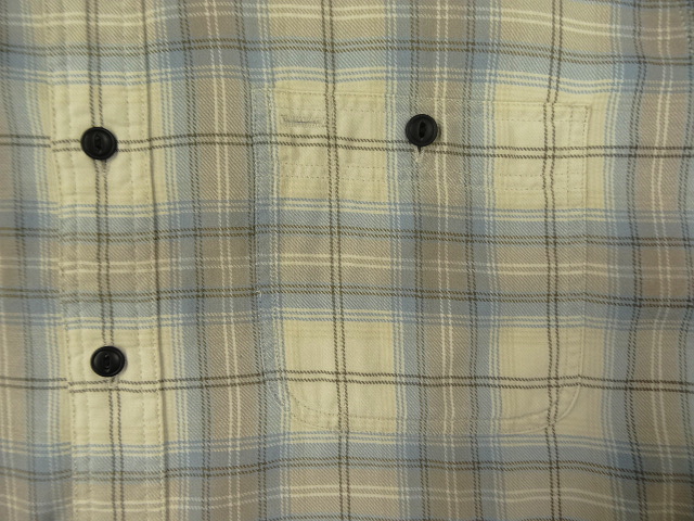 画像: 90'S RRL 三ツ星タグ チンスト＆マチ付き 猫目ボタン 半袖 ワークシャツ チェック柄 (VINTAGE)