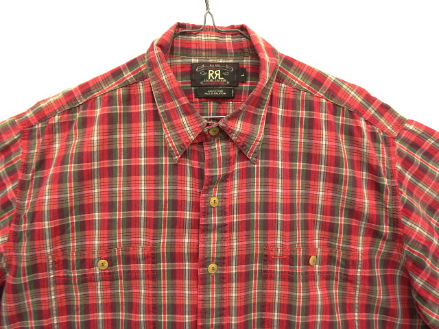 画像: 90'S RRL 三ツ星タグ チンスト＆マチ付き 半袖 ワークシャツ チェック柄 (VINTAGE)