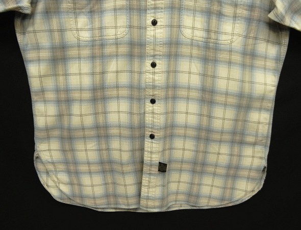 画像: 90'S RRL 三ツ星タグ チンスト＆マチ付き 猫目ボタン 半袖 ワークシャツ チェック柄 (VINTAGE)