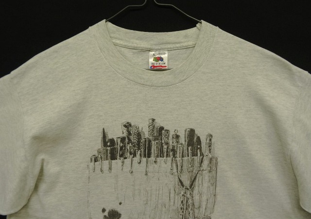 画像: 90'S UNKNOWN ペンケーススケッチ シングルステッチ 半袖 Tシャツ アッシュグレー USA製 (VINTAGE)