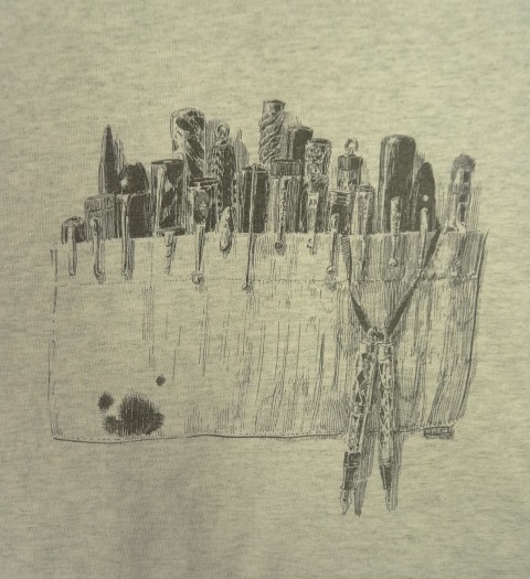 画像3: 90'S UNKNOWN ペンケーススケッチ シングルステッチ 半袖 Tシャツ アッシュグレー USA製 (VINTAGE)