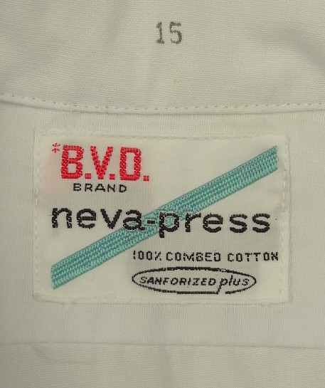画像2: 70'S B.V.D. BRAND コットン100% 半袖 シャツ ホワイト (DEADSTOCK)