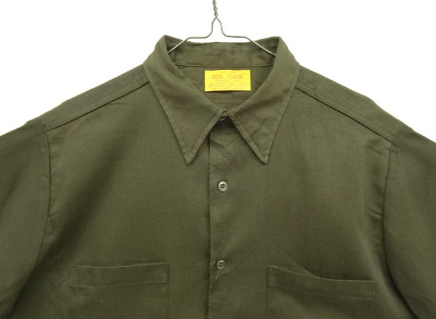 画像: 70'S BIG YANK 半袖 ワークシャツ ダークオリーブ USA製 (VINTAGE)