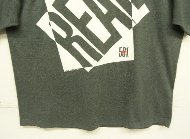 画像: 90'S Levis 501 "REAL" シングルステッチ 半袖 Tシャツ チャコール USA製 (VINTAGE)