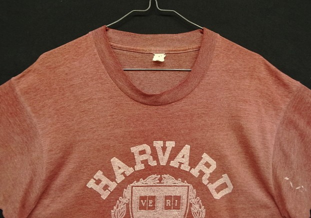 画像: 80'S HARVARD シングルステッチ 半袖 Tシャツ フェードバーガンディ USA製 (VINTAGE)