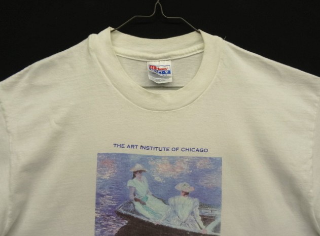 画像: 90'S CLAUDE MONET "ON THE BOAT" シカゴ美術館 シングルステッチ 半袖 Tシャツ ホワイト USA製 (VINTAGE)