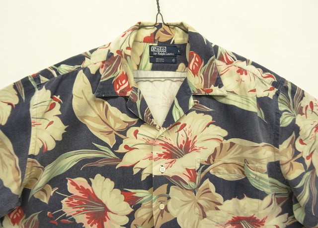 画像: 90'S RALPH LAUREN コットン 半袖 オープンカラーシャツ フローラル柄 USA製 (VINTAGE)
