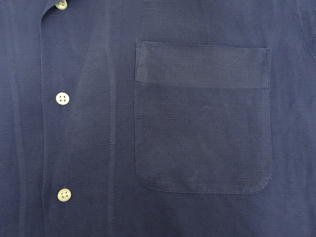 画像: 90'S RALPH LAUREN "CALDWELL" シルク/リネン 裾ロゴ 半袖 オープンカラーシャツ ネイビー (VINTAGE)