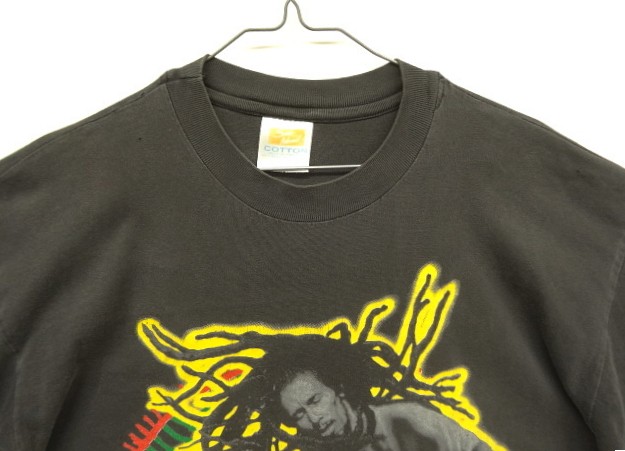画像: 90'S BOB MARLEY 両面プリント シングルステッチ 半袖 Tシャツ フェードブラック (VINTAGE)