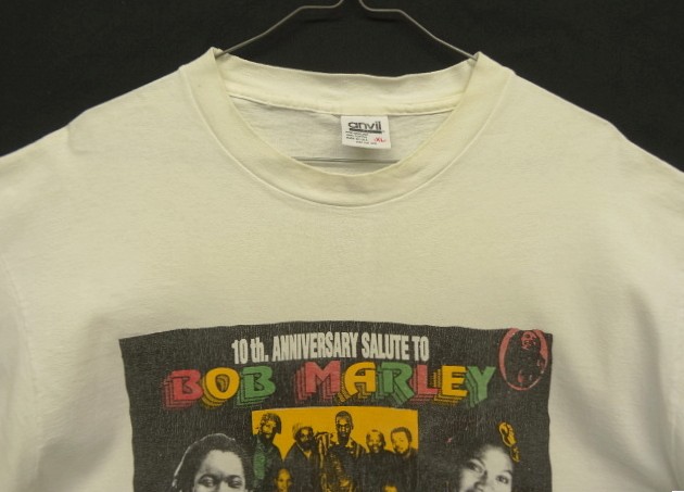 画像: 90'S 10th ANNIVERSARY SALUTE TO BOB MARLEY 両面プリント シングルステッチ 半袖 Tシャツ ホワイト USA製 (VINTAGE)