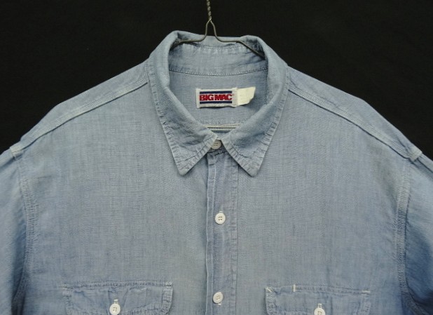 画像: 80'S BIG MAC コットン100% シャンブレーシャツ ブルー USA製 (VINTAGE)
